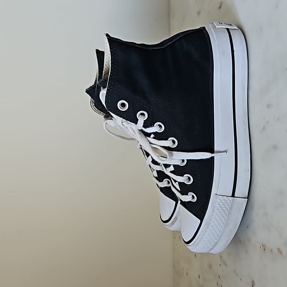 Converse Black Canvas High-Tops with White Details - Picture 2 of 8